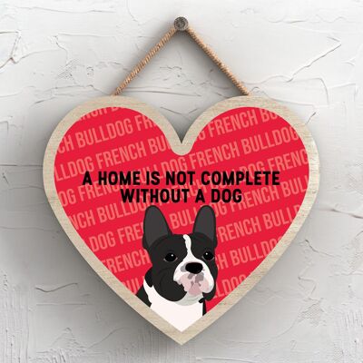 P5711 – Französische Bulldogge Zuhause ist nicht komplett ohne Katie Pearson Artworks Herz-Plakette zum Aufhängen