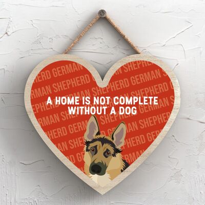 P5713 - German Shepherd Home Isn't Complete Without Katie Pearson Artworks Heart Hanging Plaque