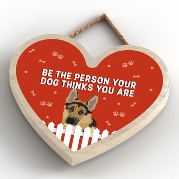 P5714 - Berger allemand Soyez la personne que votre chien pense que vous êtes sans Katie Pearson Artworks Plaque à suspendre en forme de cœur 4