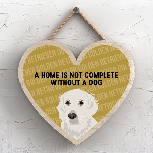 P5715 - Golden Retriever Home Isn't Complete Without Katie Pearson Artworks Heart Hanging Plaque