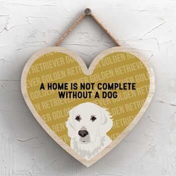 P5715 - La maison Golden Retriever n'est pas complète sans Katie Pearson Artworks Heart Hanging Plaque 1