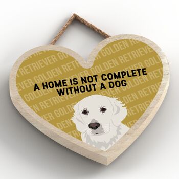 P5715 - La maison Golden Retriever n'est pas complète sans Katie Pearson Artworks Heart Hanging Plaque 2