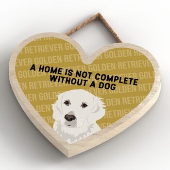 P5715 - La maison Golden Retriever n'est pas complète sans Katie Pearson Artworks Heart Hanging Plaque 4