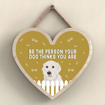 P5716 - Golden Retriever Be The Person Your Dog Think You Are Without Katie Pearson Artworks Heart Hanging Plaque 1