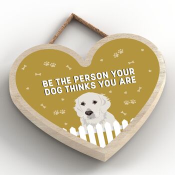 P5716 - Golden Retriever Be The Person Your Dog Think You Are Without Katie Pearson Artworks Heart Hanging Plaque 2