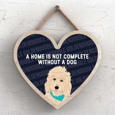 P5717 - Goldendoodle Home non è completa senza Katie Pearson Artworks Heart Hanging Plaque