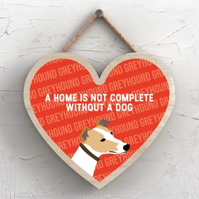 P5719 - Greyhound Home non è completa senza Katie Pearson Artworks Heart Hanging Plaque
