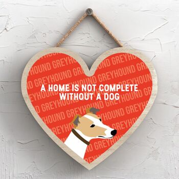 P5719 - Greyhound Home n'est pas complet sans Katie Pearson Artworks Heart Hanging Plaque 1
