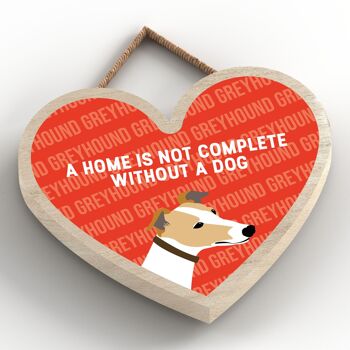 P5719 - Greyhound Home n'est pas complet sans Katie Pearson Artworks Heart Hanging Plaque 2