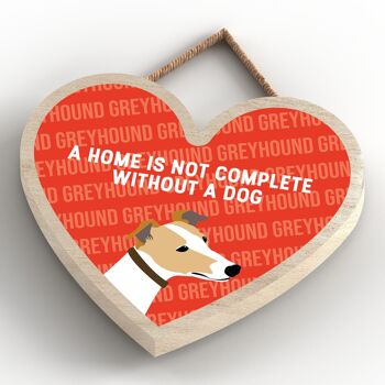 P5719 - Greyhound Home n'est pas complet sans Katie Pearson Artworks Heart Hanging Plaque 4