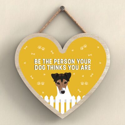 P5724 – Jack Russell Seien Sie die Person, für die Ihr Hund Sie hält, ohne Katie Pearson Artworks Herz-Plakette zum Aufhängen