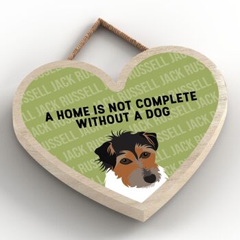 P5725 - Jack Russell Home n'est pas complet sans Katie Pearson Artworks Heart Hanging Plaque 2