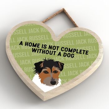 P5725 - Jack Russell Home n'est pas complet sans Katie Pearson Artworks Heart Hanging Plaque 4