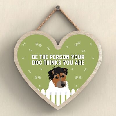 P5726 – Jack Russell Seien Sie die Person, für die Ihr Hund Sie hält, ohne Katie Pearson Artworks Herz-Plakette zum Aufhängen