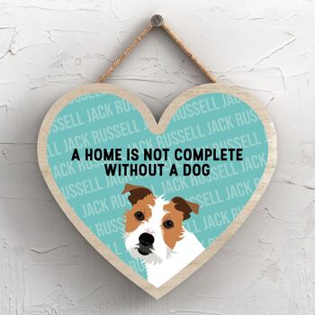 P5727 - Jack Russell Home n'est pas complet sans Katie Pearson Artworks Heart Hanging Plaque 1