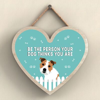 P5728 - Jack Russell Sea la persona que su perro cree que usted es sin Katie Pearson Artworks Placa para colgar en forma de corazón