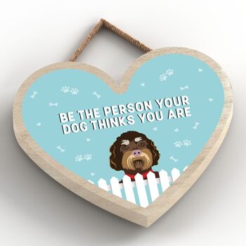 P5730 - Labrador Soyez la personne que votre chien pense que vous êtes sans Katie Pearson Artworks Plaque à suspendre en forme de cœur 2