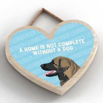 P5731 - Leonberger Home n'est pas complet sans Katie Pearson Artworks Heart Hanging Plaque 2