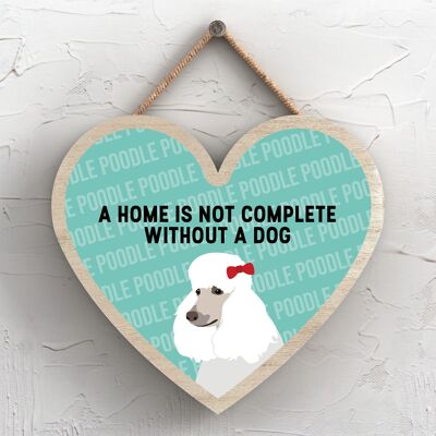 P5733 - Poodle Home no está completo sin Katie Pearson Artworks Placa para colgar en forma de corazón