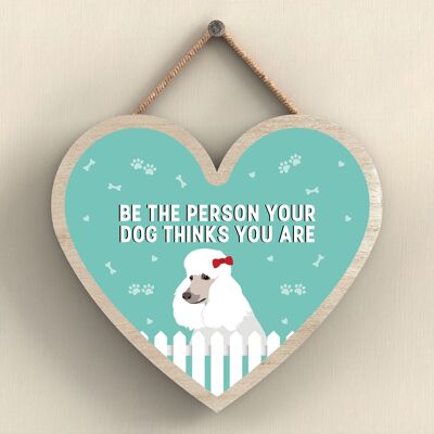 P5734 – Pudel – Seien Sie die Person, für die Ihr Hund Sie hält, ohne Katie Pearson Artworks Herz-Plakette zum Aufhängen