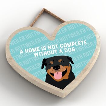 P5739 - Rottweiler Home n'est pas complet sans Katie Pearson Artworks Heart Hanging Plaque 2