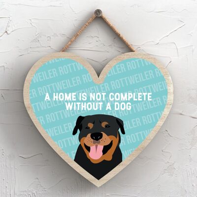 P5739 - Rottweiler Home non è completa senza Katie Pearson Artworks Heart Hanging Plaque