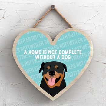 P5739 - Rottweiler Home n'est pas complet sans Katie Pearson Artworks Heart Hanging Plaque 1
