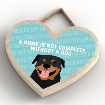 P5739 - Rottweiler Home n'est pas complet sans Katie Pearson Artworks Heart Hanging Plaque 4