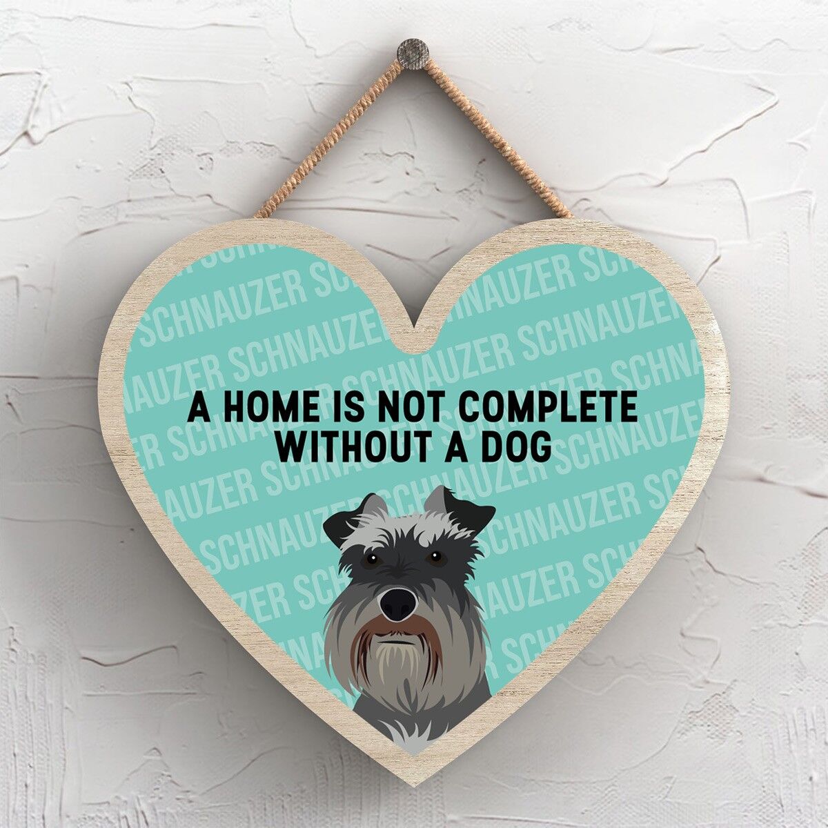 P5741 - Schnauzer Home non è completa senza Katie Pearson Artworks Heart Hanging Plaque