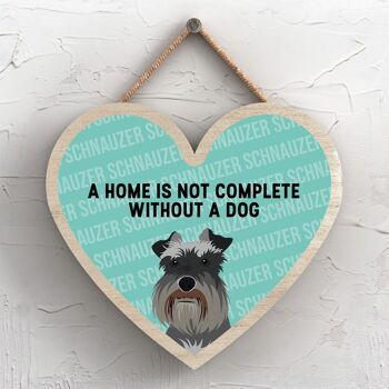 P5741 - Schnauzer Home n'est pas complet sans Katie Pearson Artworks Heart Hanging Plaque 1