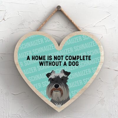 P5741 - Schnauzer Home Isn't Complete Without Katie Pearson Artworks Heart Hanging Plaque
