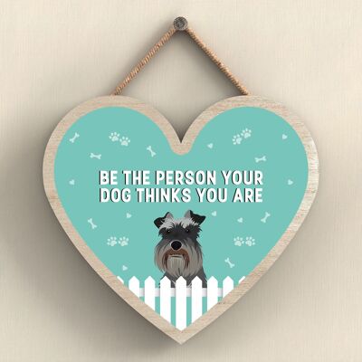 P5742 - Schnauzer Be The Person Your Dog Thinks You Are Without Katie Pearson Artworks Heart Hanging Plaque