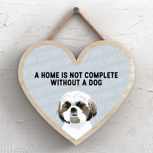 P5743 - Shih Tzu Home Isn't Complete Without Katie Pearson Artworks Heart Hanging Plaque