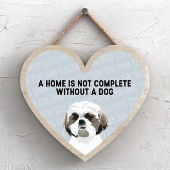 P5743 - Shih Tzu Home n'est pas complet sans Katie Pearson Artworks Heart Hanging Plaque 1