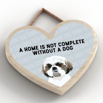 P5743 - Shih Tzu Home n'est pas complet sans Katie Pearson Artworks Heart Hanging Plaque 2