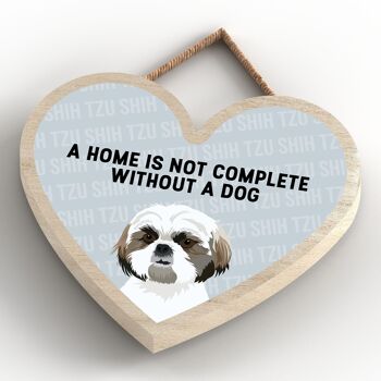 P5743 - Shih Tzu Home n'est pas complet sans Katie Pearson Artworks Heart Hanging Plaque 4