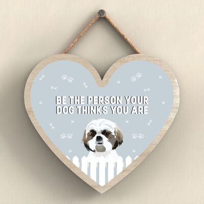 P5744 - Shih Tzu Be The Person Your Dog Thinks You Are Without Katie Pearson Artworks Heart Hanging Plaque