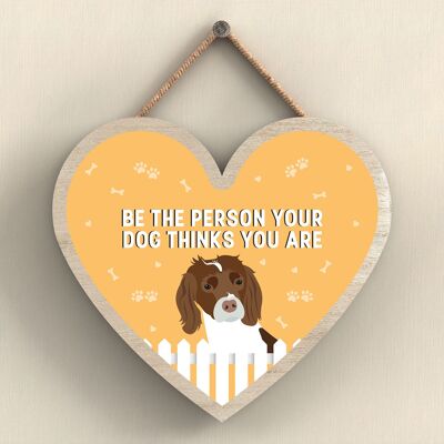 P5746 - Spaniel Sii la persona che il tuo cane pensa che tu sia Senza Katie Pearson Artworks Placca da appendere al cuore