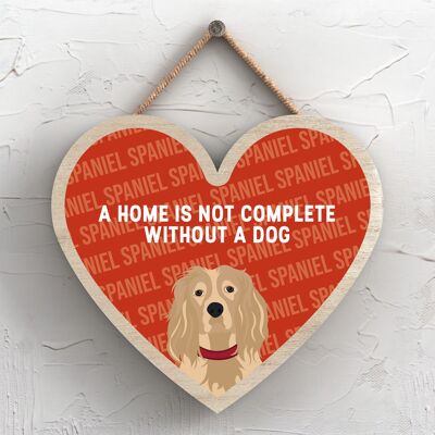 P5747 - Spaniel Home non è completo senza Katie Pearson Artworks Heart Hanging Plaque
