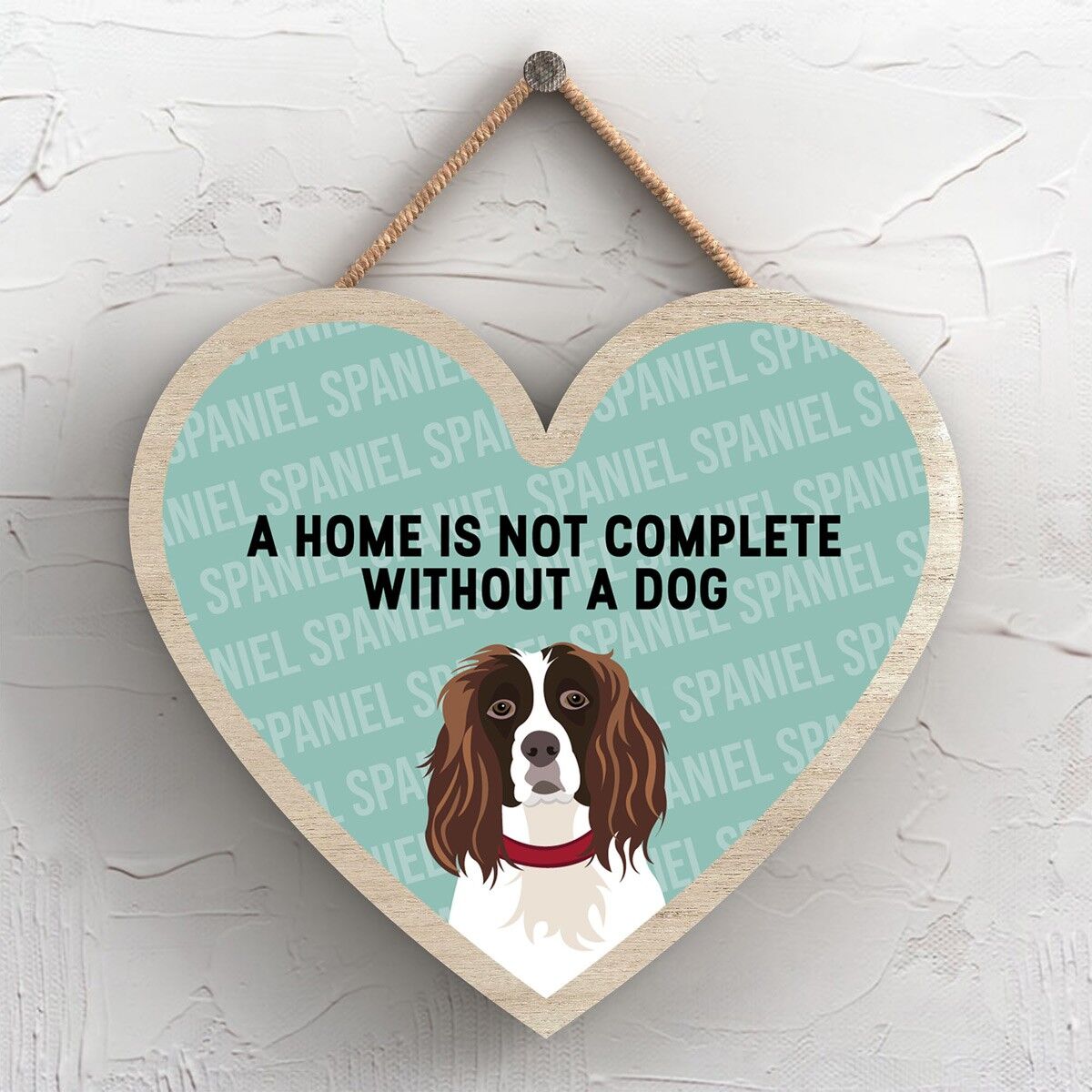 P5751 - Spaniel Home non è completo senza Katie Pearson Artworks Heart Hanging Plaque