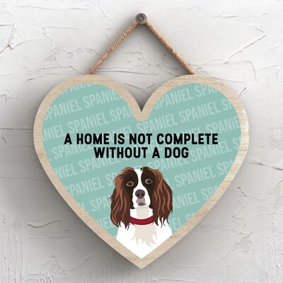 P5751 - Spaniel Home non è completo senza Katie Pearson Artworks Heart Hanging Plaque