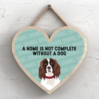 P5751 - Spaniel Home no está completo sin Katie Pearson Artworks Heart Hanging Plaque