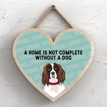 P5751 - Spaniel Home n'est pas complet sans Katie Pearson Artworks Heart Hanging Plaque 1