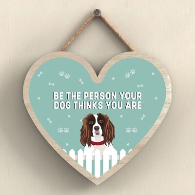 P5752 - Spaniel Sea la persona que su perro cree que usted es Sin Katie Pearson Artworks Placa para colgar en forma de corazón