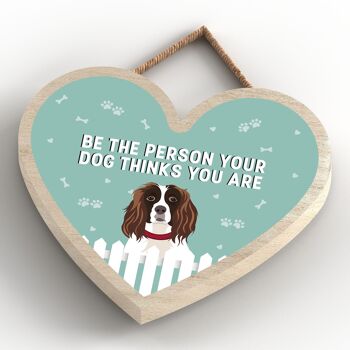 P5752 - Spaniel Soyez la personne que votre chien pense que vous êtes sans Katie Pearson Artworks Plaque à suspendre en forme de cœur 4