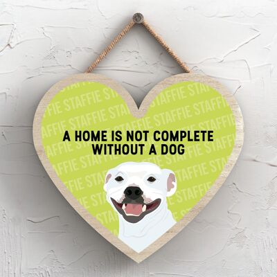 P5753 - Staffie Home non è completa senza Katie Pearson Artworks Heart Hanging Plaque