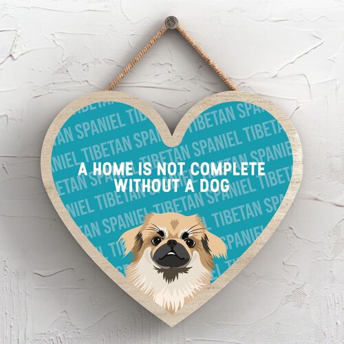 P5755 - Tbietan Spaniel Home Isn't Complete Without Katie Pearson Artworks Heart Hanging Plaque