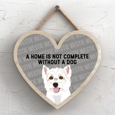 P5757 - Westie Home Isn't Complete Without Katie Pearson Artworks Heart Hanging Plaque