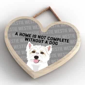 P5757 - Westie Home n'est pas complet sans Katie Pearson Artworks Heart Hanging Plaque 4