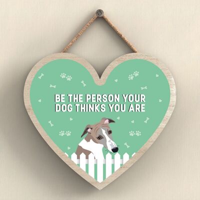 P5760 - Whippet Be The Person Your Dog Thinks You Are Without Katie Pearson Artworks Heart Hanging Plaque